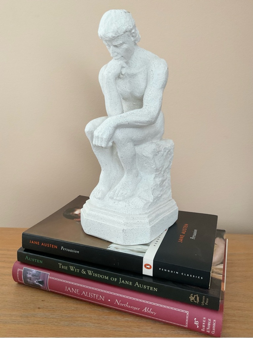 Three Hands Corp Rodin Thinker Statue White Resin Sculpture 9” Modern Decor